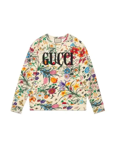 Shop Gucci Oversize Sweatshirt With  Print In Neutrals