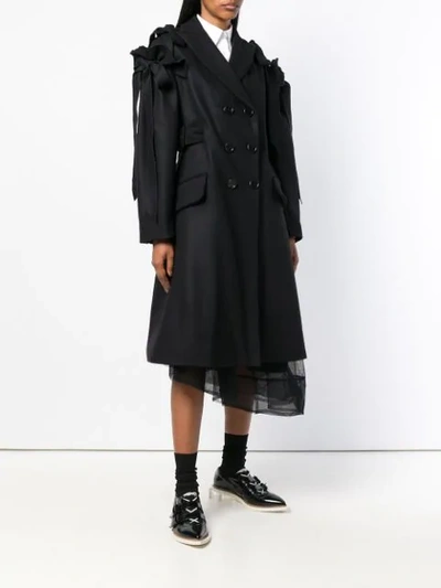 Shop Simone Rocha Ruffle Bow Coat In Black