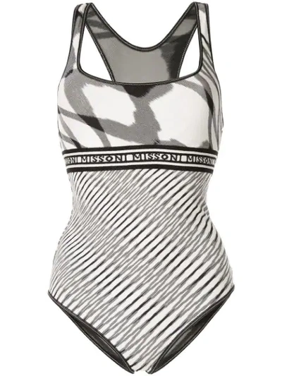 MISSONI MARE STRIPED PATTERN SWIMSUIT - 白色