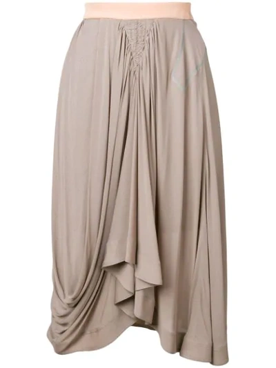 Shop Chloé Draped Midi Skirt In Grey