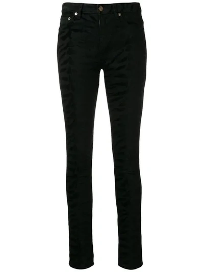 Shop Saint Laurent Zebra Print Jeans In Black