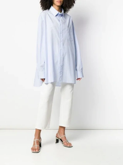 Shop Maison Margiela Pinstripe Oversized Shirt In Blue