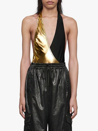 Shop Gucci Lycra Swimsuit In Gold