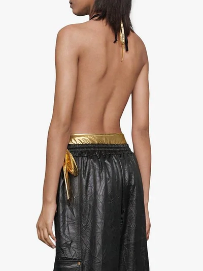 Shop Gucci Lycra Swimsuit In Gold