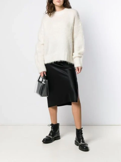 Shop Helmut Lang Furry Knit Jumper In White