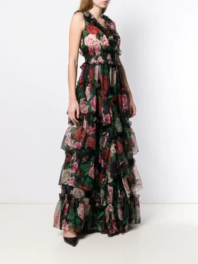Shop Dolce & Gabbana Floral Print Evening Dress In Hnx46 Mix Rose Fdo.nero