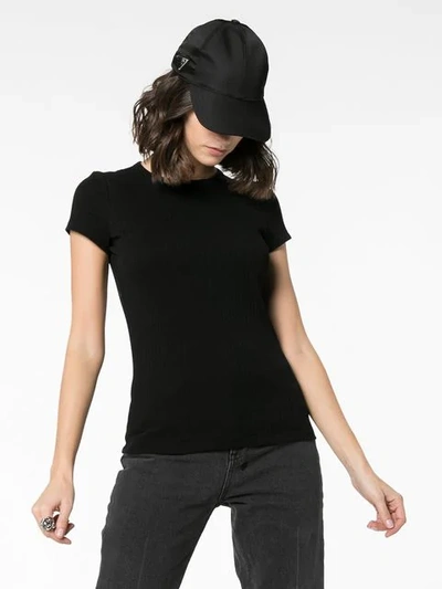 Shop Helmut Lang Ribbed Cotton T In Black