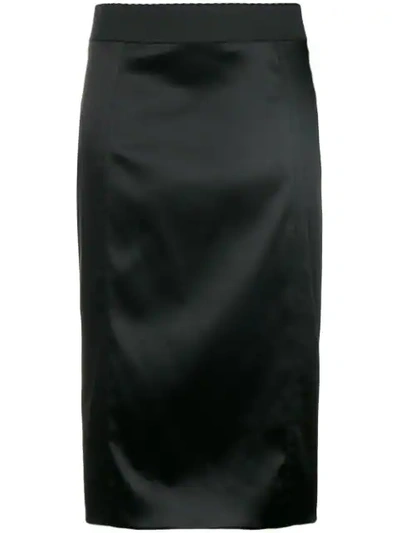 Shop Dolce & Gabbana Satin Skirt In Black