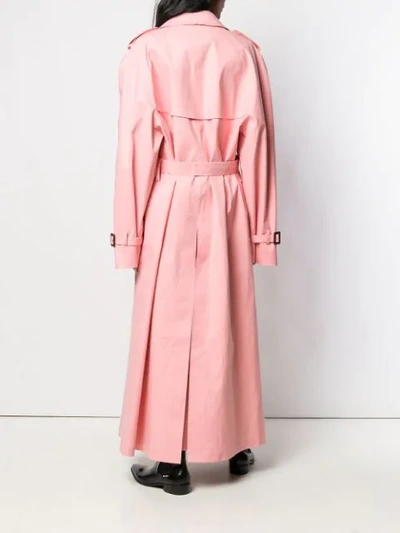 Shop Mackintosh Maison Margiela Pink Bonded Cotton Oversized Trench Coat