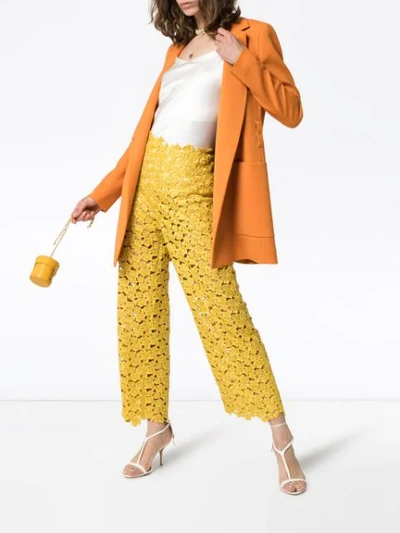 Shop Rosie Assoulin High-waisted Lace Trousers In Yellow