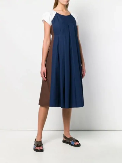 Shop Antonio Marras Colour Block Flared Dress In Blue