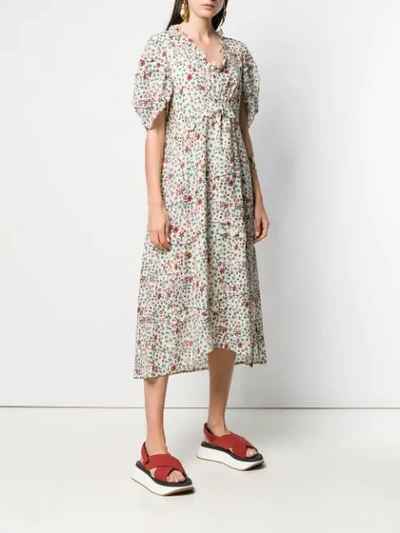 Shop Tsumori Chisato Midi Dress With Flower & Star Prints - Neutrals