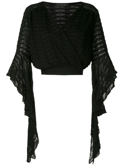 Shop Cecilia Prado Wrap Style Knitted Blouse In Black