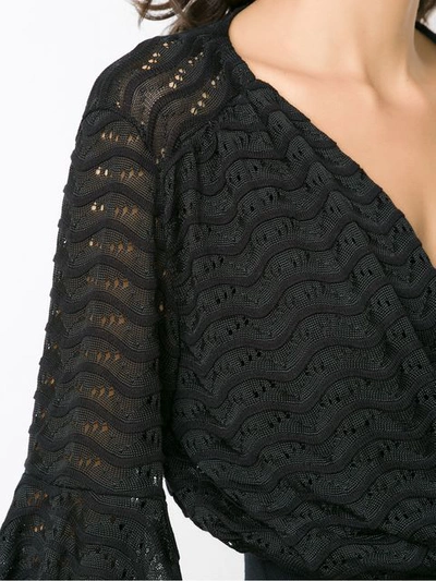 Shop Cecilia Prado Wrap Style Knitted Blouse In Black