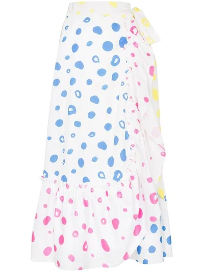 Shop Mira Mikati Scribble Dot Print Wrap Skirt In White