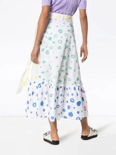 Shop Mira Mikati Scribble Dot Print Wrap Skirt In White