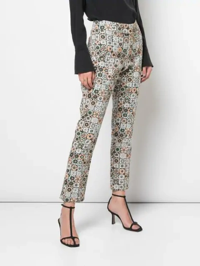 Shop Smythe Graphic Print Straight Leg Trousers In Brown