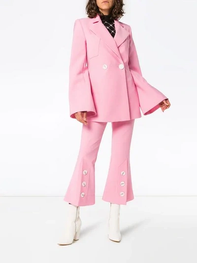 Shop Ellery Calling Card Wool Blend Blazer Jacket In Pink
