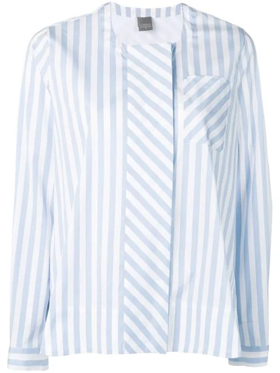 Shop Lorena Antoniazzi Striped Flared Shirt In Blue