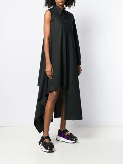 Shop Mm6 Maison Margiela Asymmetric Shirt Dress In Black