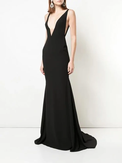 Shop Alex Perry Plunge Gown In Black