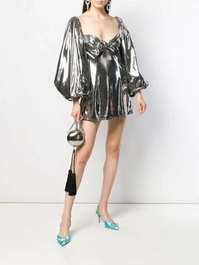 Shop Attico Metallized Mini Dress In Silver