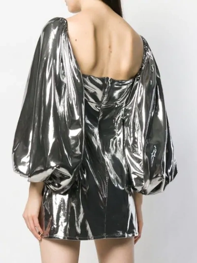 Shop Attico Metallized Mini Dress In Silver