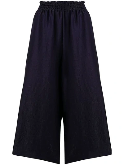 Shop Forte Forte Cropped Wide Leg Trousers In Blue