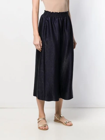 Shop Forte Forte Cropped Wide Leg Trousers In Blue