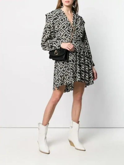 Shop Isabel Marant Printed Tie Dress In Black