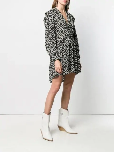 Shop Isabel Marant Printed Tie Dress In Black