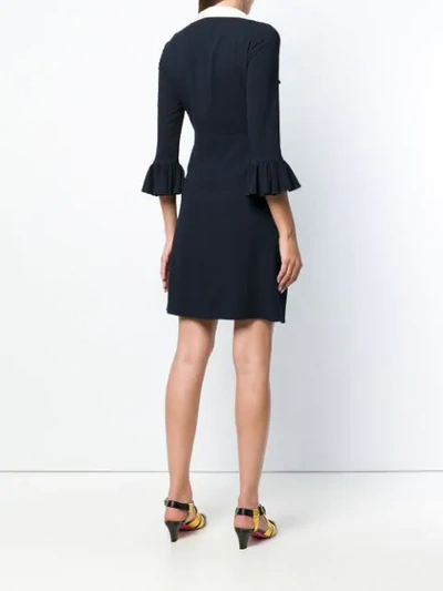 Shop Gucci Ruffled Dress In Blue