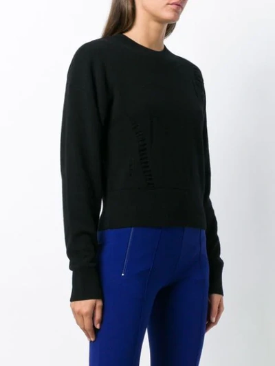 Shop Helmut Lang Cropped Crewneck Sweater In Black