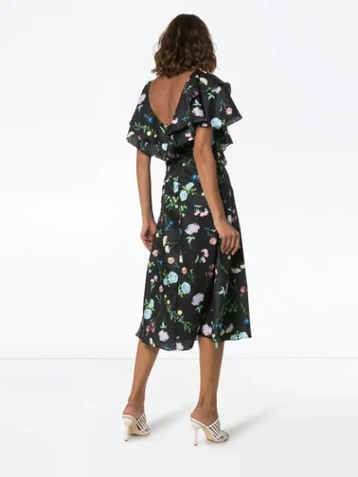 PAPER LONDON MAEVA FLORAL PRINT RUFFLE DRESS - 黑色