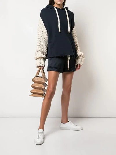 Shop Monse Chunky Sleeve Hoodie In Blue