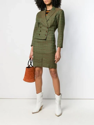 Pre-owned Alaïa Skirt And Jacket Suit In Green