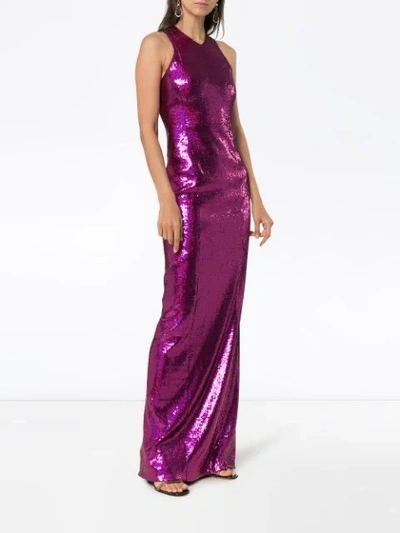 Shop Galvan Sequin-embellished Gown In Pink