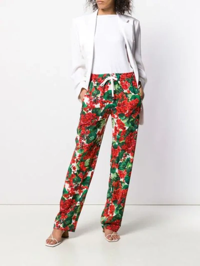 Shop Dolce & Gabbana Floral Print Track Trousers In Red