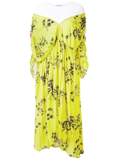 Shop Act N°1 Floral Print Ruched Dress - Green