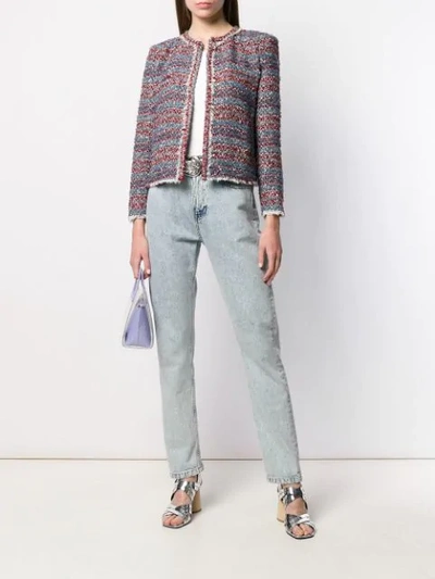 Shop Iro Two-tone Knit Jacket In Blue
