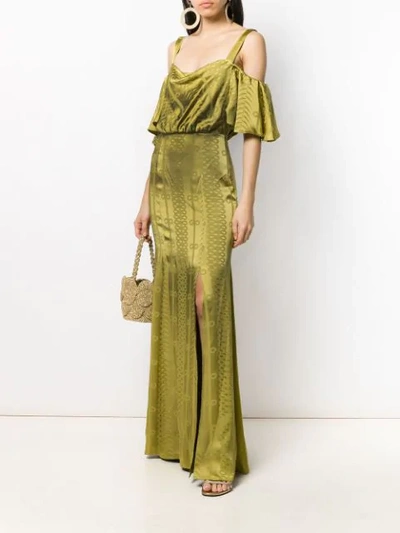 Shop Temperley London Erika Off-the-shoulder Gown In Green
