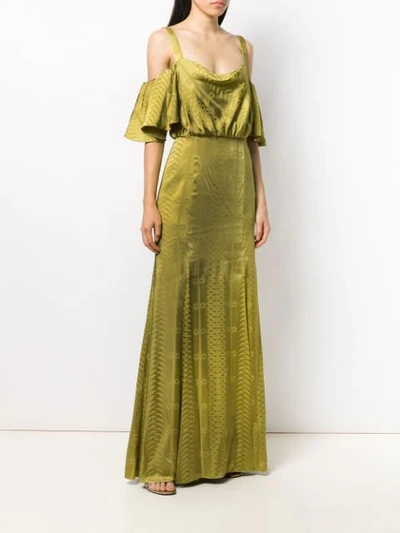 Shop Temperley London Erika Off-the-shoulder Gown In Green