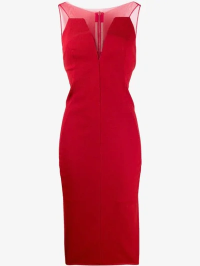 Shop Rick Owens Mesh-panelled Dress In Red