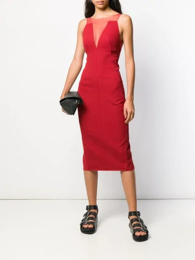 Shop Rick Owens Mesh-panelled Dress In Red