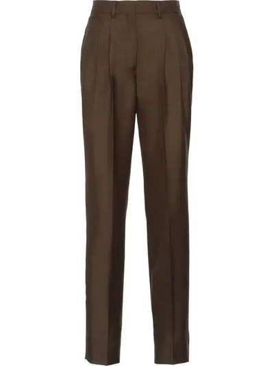 Shop Prada Kid Mohair Trousers In Brown