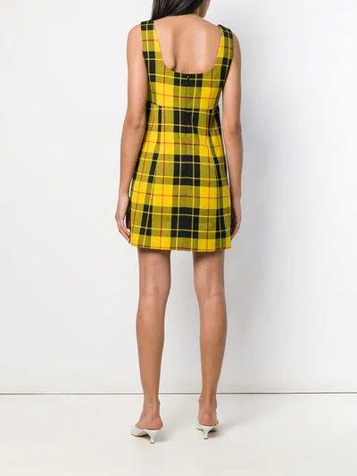 Shop Rokh Checked Mini Dress In Yellow