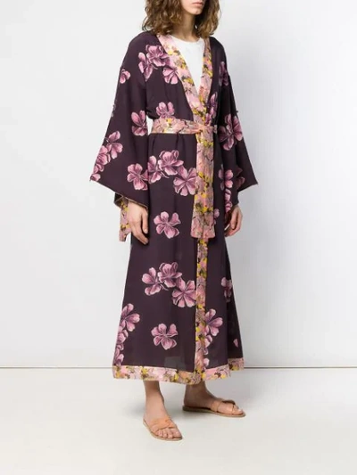 Shop Anjuna Long Printed Kimono In Purple