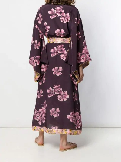 Shop Anjuna Long Printed Kimono In Purple