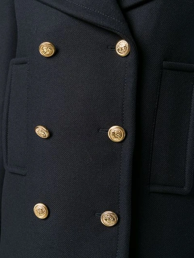 Shop Valentino Logo Embroidered Peacoat In Blue