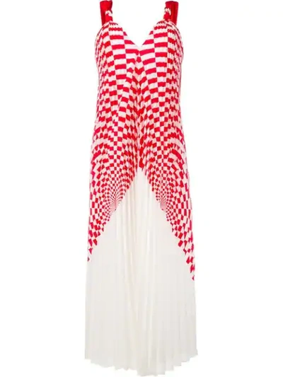 Shop Fendi Pleated Midi Dress - Red